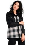 Gaydalı - Siyah/ Beyaz Ekoseli Oversize Net Look Gömlek