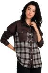 Gaydalı - Siyah/ Beyaz Ekoseli Oversize Net Look Gömlek