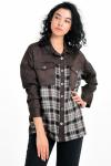Gaydalı - Siyah/ Beyaz Ekoseli Oversize Net Look Gömlek