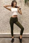 Kadın Yeşil Yüksel Bel Likralı Ultra Esnek Rahat Skinny Jean Pantolon